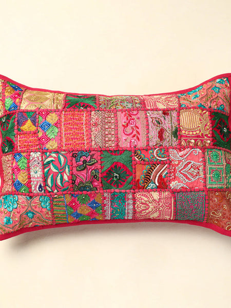 Beautiful Khambodia Decor Sofa Pillow Case Cotton Patchwork Pink Cushion Cover 24