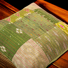 Handmade Indian Embroidered Patchwork Cotton Cushion Cover - 16x16 Inch (40x40 cm) - Artisan Home Decor for Sofa, Couch, Floor, Meditation & Ottoman - 3