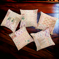 Handmade Indian Embroidered Patchwork Cotton Cushion Cover - 16x16 Inch (40x40 cm) - Artisan Home Decor for Sofa, Couch, Floor, Meditation & Ottoman - 1