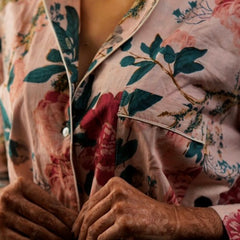 Pink Floral Cotton Pajama Set - Soft Indian Nightwear | Pure Cotton PJ's & Bridesmaid Gift for Her