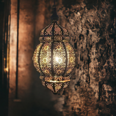 The Decor Affair Moroccan Vintage Lantern Lights Lamp Ziva 30cm Silver Large | Oriental Garden Outdoor Hanging Lanterns for