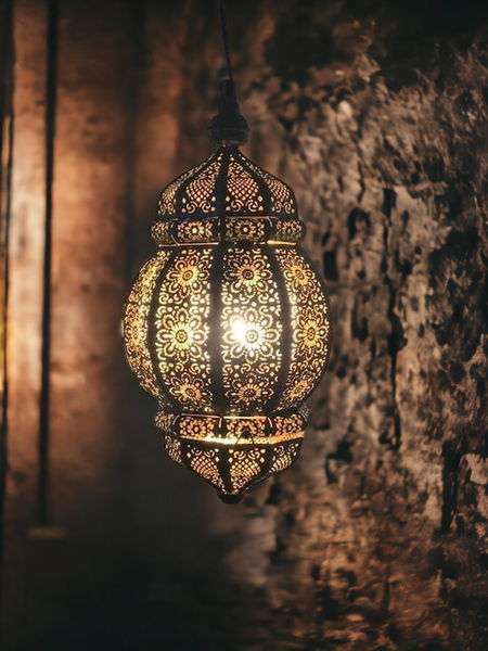 The Decor Affair Moroccan Vintage Lantern Lights Lamp Ziva 30cm Silver Large | Oriental Garden Outdoor Hanging Lanterns for Candles as Decorations | Arabian Indoor Candle Tea Light Holders as Indian P - 2