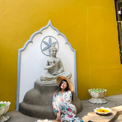 White Floral Cotton Pajama Set - Soft Indian Nightwear | Pure Cotton PJ's & Bridesmaid Gift for Her