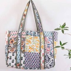 Large Tote Bag Multicolor Patch Work Bag Block Printed Bag Indian Quilted Bags Grocery Bag Women Bag Ethnic Shoulder Bag Cotton Shopping Bag