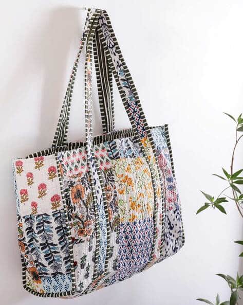 Large Tote Bag Multicolor Patch Work Bag Block Printed Bag Indian Quilted Bags Grocery Bag Women Bag Ethnic Shoulder Bag Cotton Shopping Bag