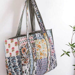 Large Tote Bag Multicolor Patch Work Bag Block Printed Bag Indian Quilted Bags Grocery Bag Women Bag Ethnic Shoulder Bag Cotton Shopping Bag