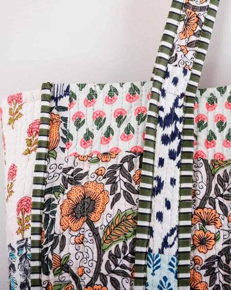 Large Tote Bag Multicolor Patch Work Bag Block Printed Bag Indian Quilted Bags Grocery Bag Women Bag Ethnic Shoulder Bag Cotton Shopping Bag