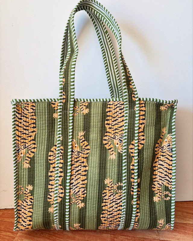 Cotton Floral Hand Block Printed Bags, Cotton Quilted Tote Bags, Eco Friendly Tote Bags, Women Shopping Bags, Block Print Bags