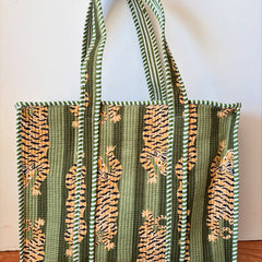 Cotton Floral Hand Block Printed Bags, Cotton Quilted Tote Bags, Eco Friendly Tote Bags, Women Shopping Bags, Block Print Bags