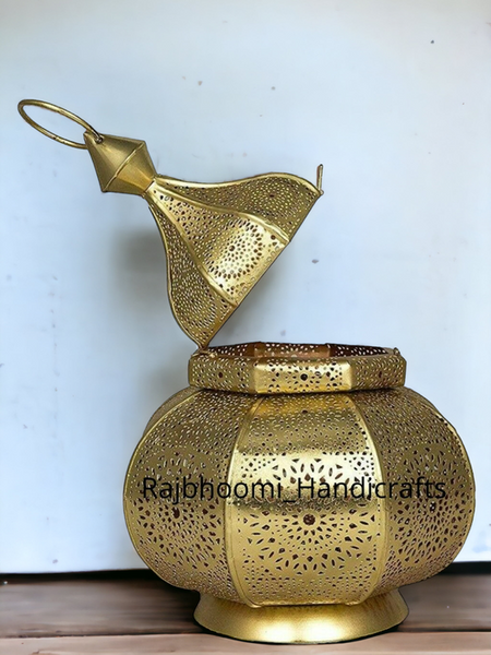 The Decor Affair Moroccan Vintage Lantern Lights Lamp Ziva 30cm Silver Large | Oriental Garden Outdoor Hanging Lanterns for Candles as Decorations | Arabian Indoor Candle Tea Light Holders as Indian P - 6