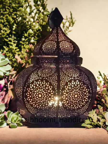 The Decor Affair Moroccan Vintage Lantern Lights Lamp Ziva 30cm Silver Large | Oriental Garden Outdoor Hanging Lanterns for Candles as Decorations | Arabian Indoor Candle Tea Light Holders as Indian P - 6