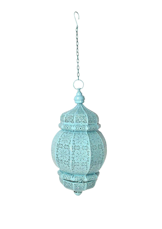 The Decor Affair Moroccan Vintage Lantern Lights Lamp Ziva 30cm Silver Large | Oriental Garden Outdoor Hanging Lanterns for
