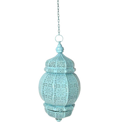 The Decor Affair Moroccan Vintage Lantern Lights Lamp Ziva 30cm Silver Large | Oriental Garden Outdoor Hanging Lanterns for
