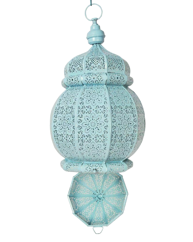 The Decor Affair Moroccan Vintage Lantern Lights Lamp Ziva 30cm Silver Large | Oriental Garden Outdoor Hanging Lanterns for
