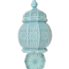 The Decor Affair Moroccan Vintage Lantern Lights Lamp Ziva 30cm Silver Large | Oriental Garden Outdoor Hanging Lanterns for