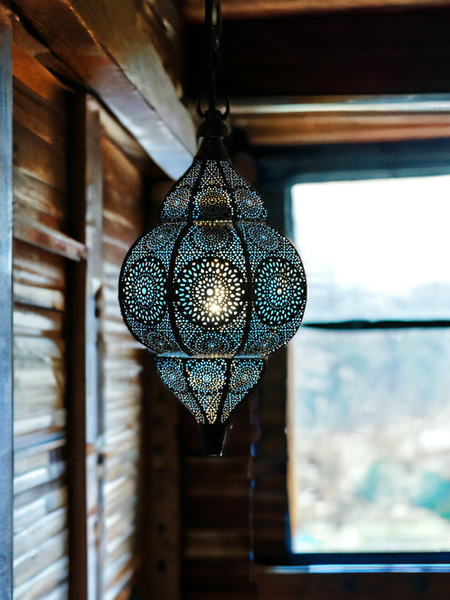 The Decor Affair Moroccan Vintage Lantern Lights Lamp Ziva 30cm Silver Large | Oriental Garden Outdoor Hanging Lanterns for Candles as Decorations | Arabian Indoor Candle Tea Light Holders as Indian P - 3