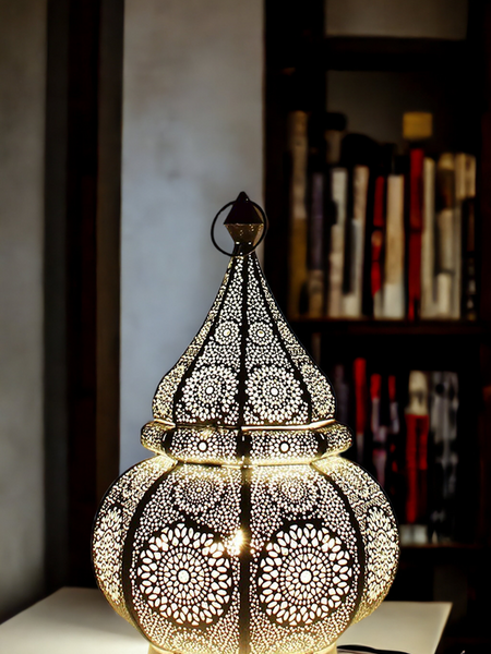 The Decor Affair Moroccan Vintage Lantern Lights Lamp Ziva 30cm Silver Large | Oriental Garden Outdoor Hanging Lanterns for Candles as Decorations | Arabian Indoor Candle Tea Light Holders as Indian P - 1