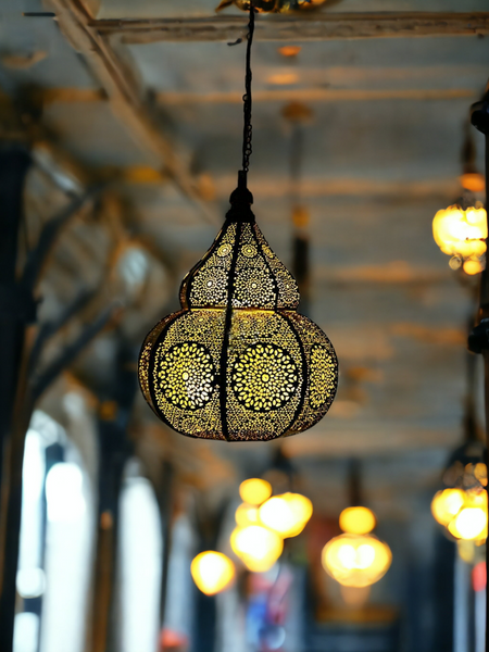 The Decor Affair Moroccan Vintage Lantern Lights Lamp Ziva 30cm Silver Large | Oriental Garden Outdoor Hanging Lanterns for Candles as Decorations | Arabian Indoor Candle Tea Light Holders as Indian P - 1