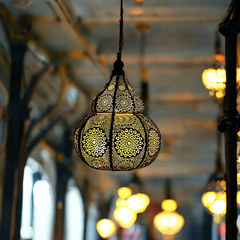The Decor Affair Moroccan Vintage Lantern Lights Lamp Ziva 30cm Silver Large | Oriental Garden Outdoor Hanging Lanterns for