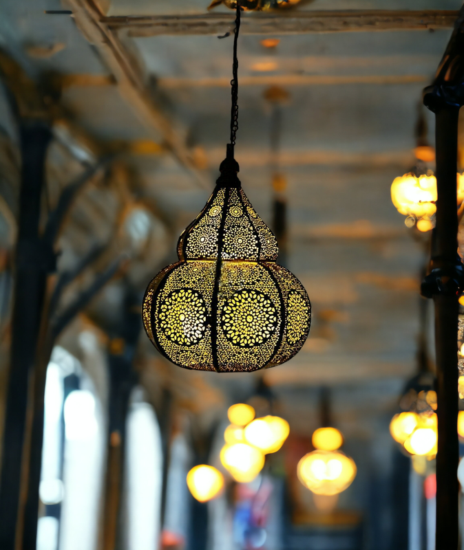 The Decor Affair Moroccan Vintage Lantern Lights Lamp Ziva 30cm Silver Large | Oriental Garden Outdoor Hanging Lanterns for