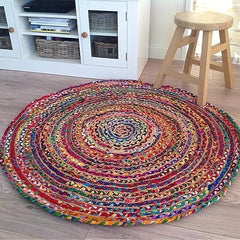 Natural Handcrafted Braided Jute Rug Rustic, Durable & Anti-Skid Carpet for Home Decor by The Home Talk - 4