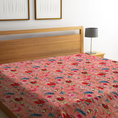 Rajasthan Decor Block Print Multicolour Cotton Jaipuri Kantha Double Bed Cover-Bed Spread