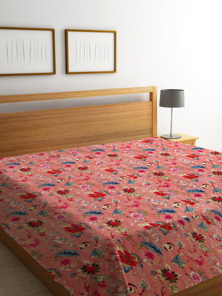 Rajasthan Decor Block Print Multicolour Cotton Jaipuri Kantha Double Bed Cover-Bed Spread