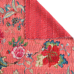 Rajasthan Decor Block Print Multicolour Cotton Jaipuri Kantha Double Bed Cover-Bed Spread