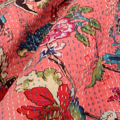 Rajasthan Decor Block Print Multicolour Cotton Jaipuri Kantha Double Bed Cover-Bed Spread