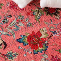 Rajasthan Decor Block Print Multicolour Cotton Jaipuri Kantha Double Bed Cover-Bed Spread