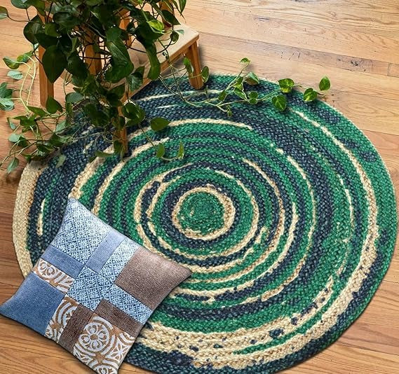 Natural Handcrafted Braided Jute Rug Rustic, Durable & Anti-Skid Carpet for Home Decor by The Home Talk - 3