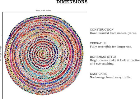 Natural Handcrafted Braided Jute Rug Rustic, Durable & Anti-Skid Carpet for Home Decor by The Home Talk - 5