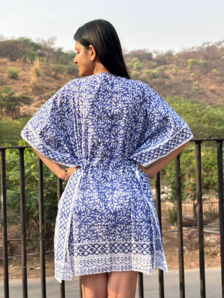 100% Cotton PURPLE Floral Kaftan Indian Vintage Maxi Kimono for Beach or Lounge