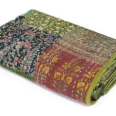 Rajasthan Decor Block Print Multicolour Cotton Jaipuri Kantha Double Bed Cover-Bed Spread - 2