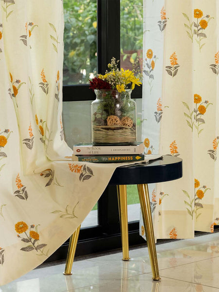 100% Cotton Curtains Coneflower Yellow  for Living Room & Bedroom
