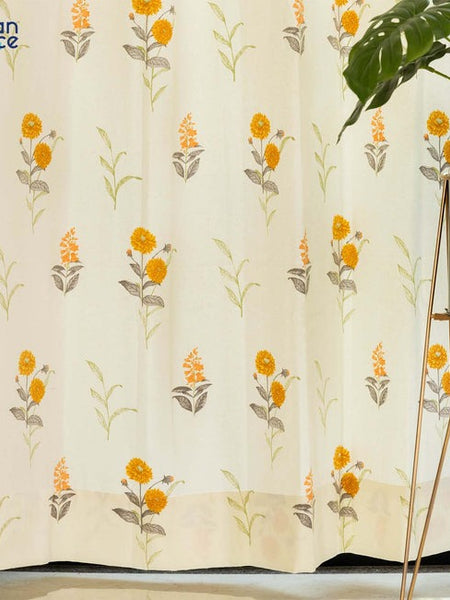 100% Cotton Curtains Coneflower Yellow  for Living Room & Bedroom
