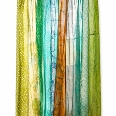 Vintage Silk Sari Curtain – Handmade Boho Curtain Panel for Green Living Room & Bedroom