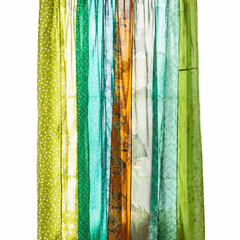 Vintage Silk Sari Curtain – Handmade Boho Curtain Panel for Green Living Room & Bedroom