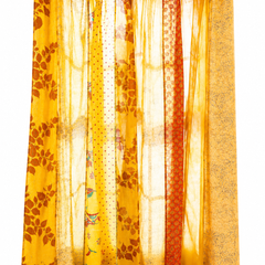 Upcycled Silk Sari Curtain – One-of-a-Kind Handwoven Panel, Yellow Ethically Sourced