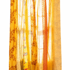 Upcycled Silk Sari Curtain – One-of-a-Kind Handwoven Panel, Yellow Ethically Sourced