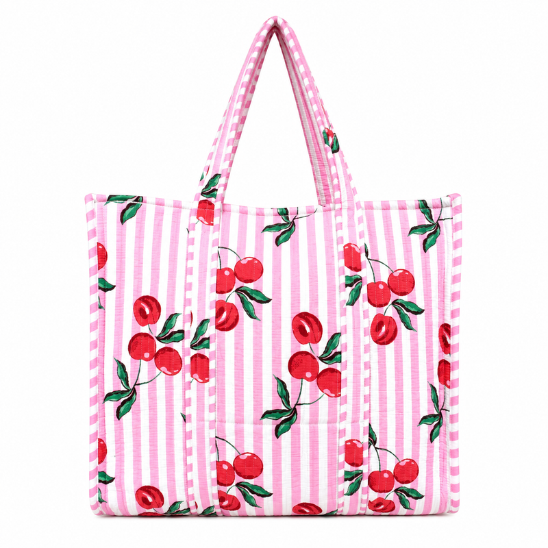 Lightweight Cotton Pink Floral Tote Bag for Everyday Use - kraafty-com