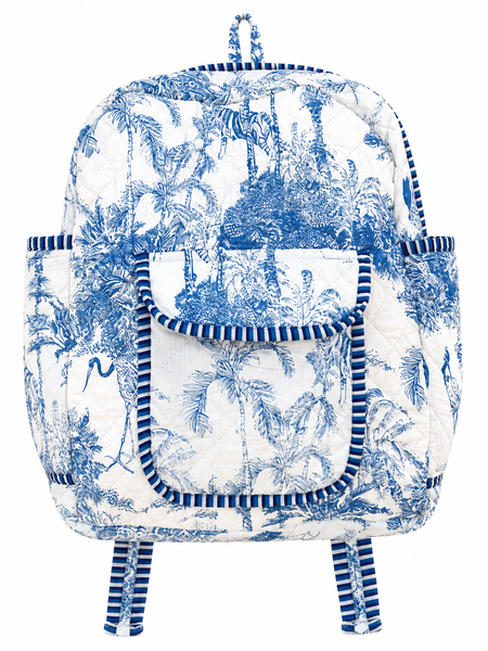Women's Quilted Cotton Backpack | Handmade white Paisley Print Shoulder Bag - kraafty-com