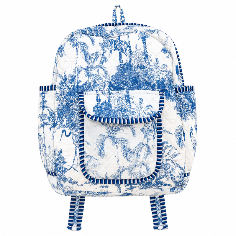 Women's Quilted Cotton Backpack | Handmade white Paisley Print Shoulder Bag - kraafty-com