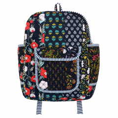 Boho Patchwork Tote Backpack | Handmade Cotton Black Printed Shoulder Bag - kraafty-com