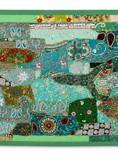 Large Cotton Wall GreenTapestry — Khambhadiya Boho Bedroom Decor