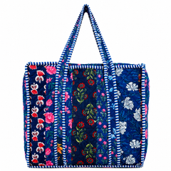 Lightweight Cotton Blue patchwork Tote Bag for Everyday Use - kraafty-com