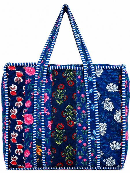 Lightweight Cotton Blue patchwork Tote Bag for Everyday Use - kraafty-com
