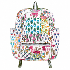Sustainable Cotton Patchwork Tote Backpack – Handmade white Printed Jhola Bag - kraafty-com