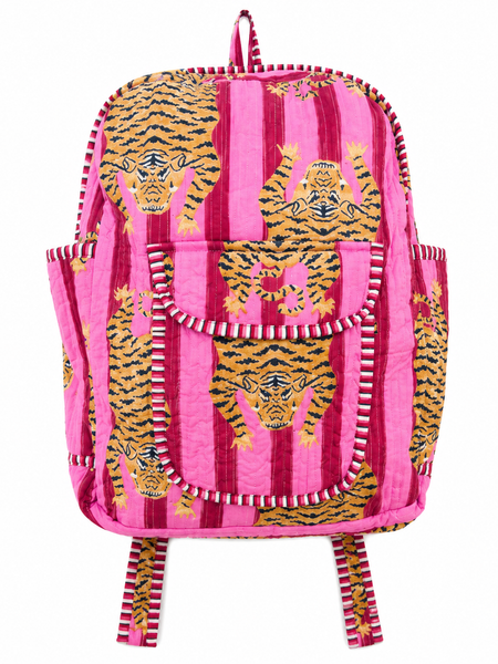 Cotton Quilted Animal Pink Backpack | Eco-Friendly Handmade Indian Tote - kraafty-com