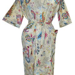 Floral Print Cotton Kimono Bath Robe